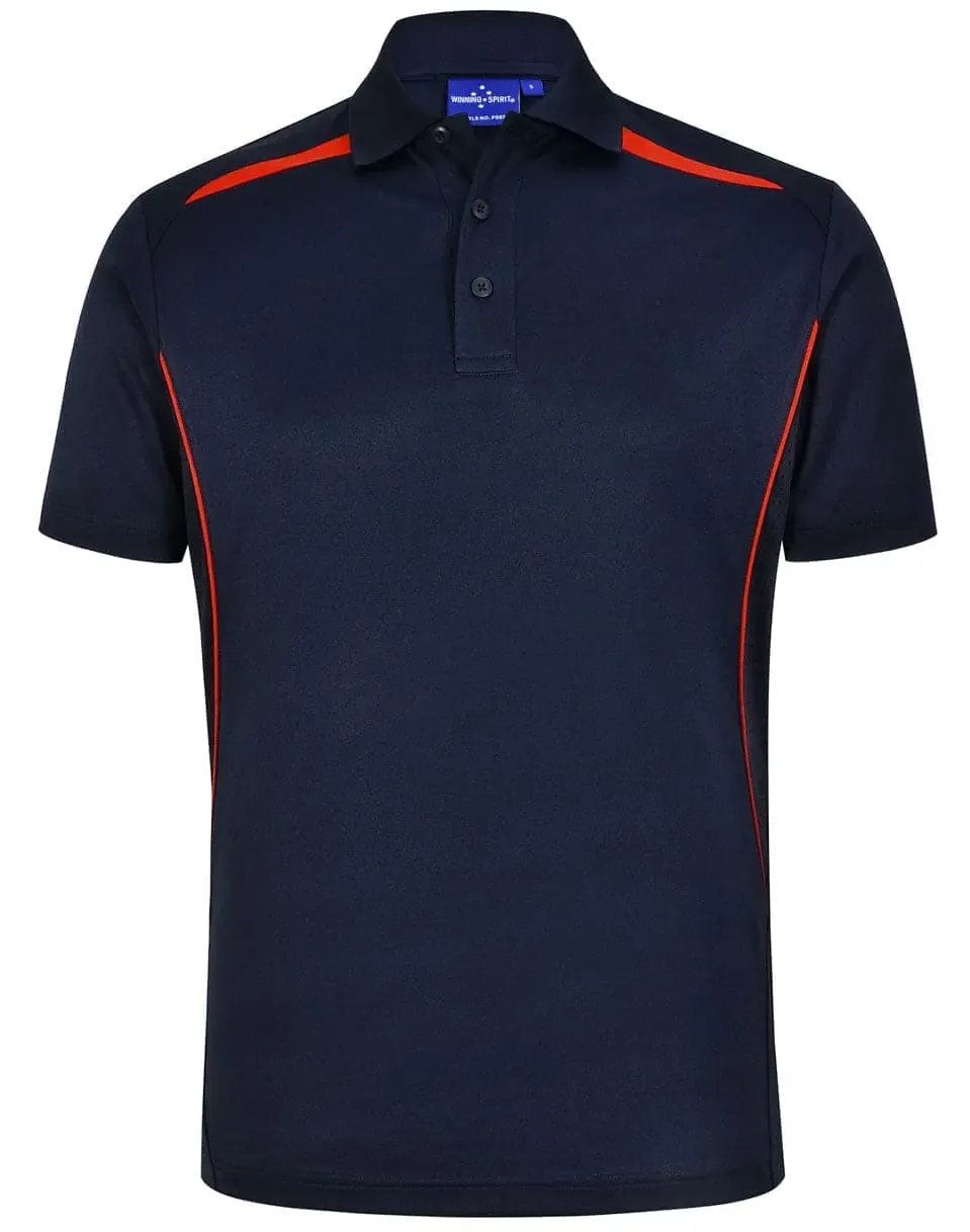 Winning Spirit Men's Sustainable Poly-Cotton Contrast Polo Shirt PS93 in Navy/Red